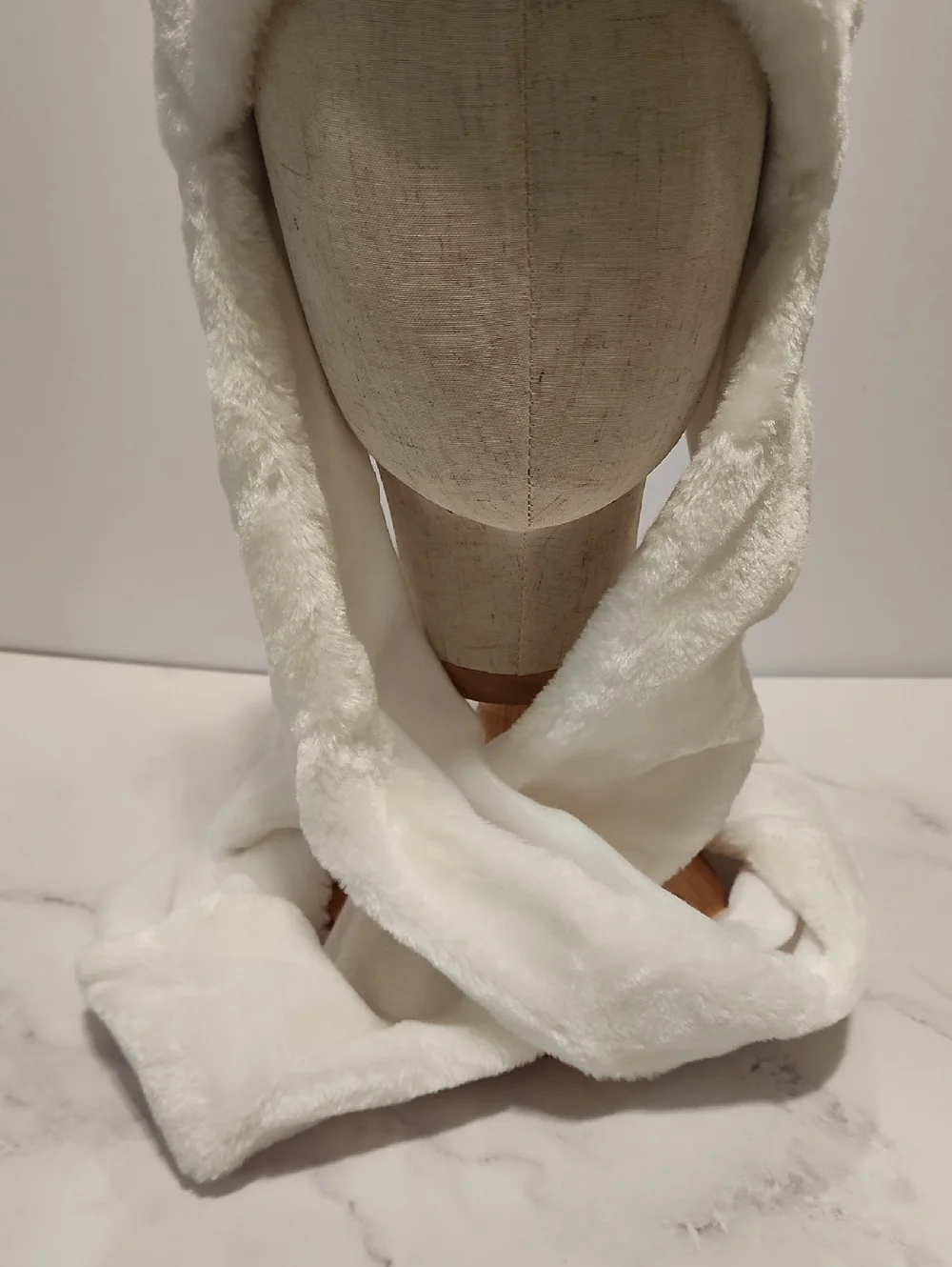 White Bear Plush Winter Hat  Unisex Soft Fur